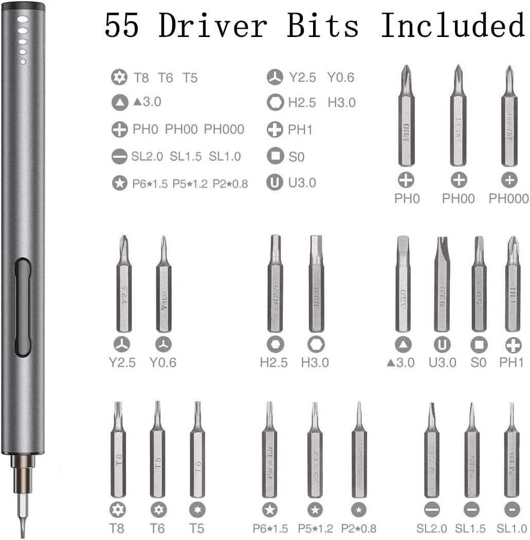 Mini Electric Precision Screwdriver with 55 Driver Bits H21796
