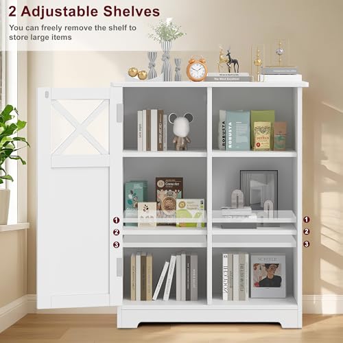 White 2 Adjustable Shelves Freestanding Bathroom Floor Storage Cabinet S911