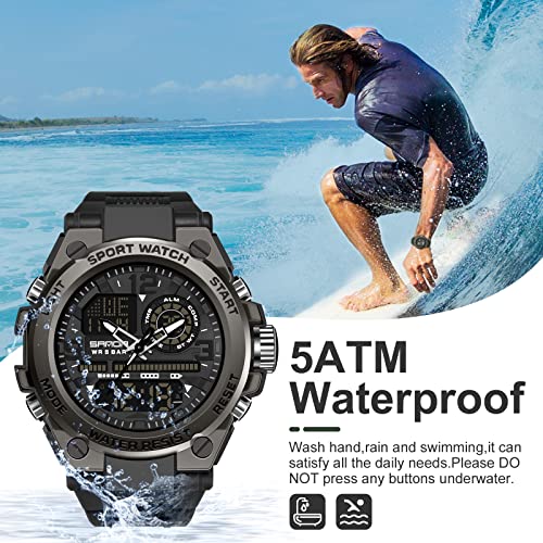 Mens Tactical Waterproof Digital Analog Wristwatch L8126