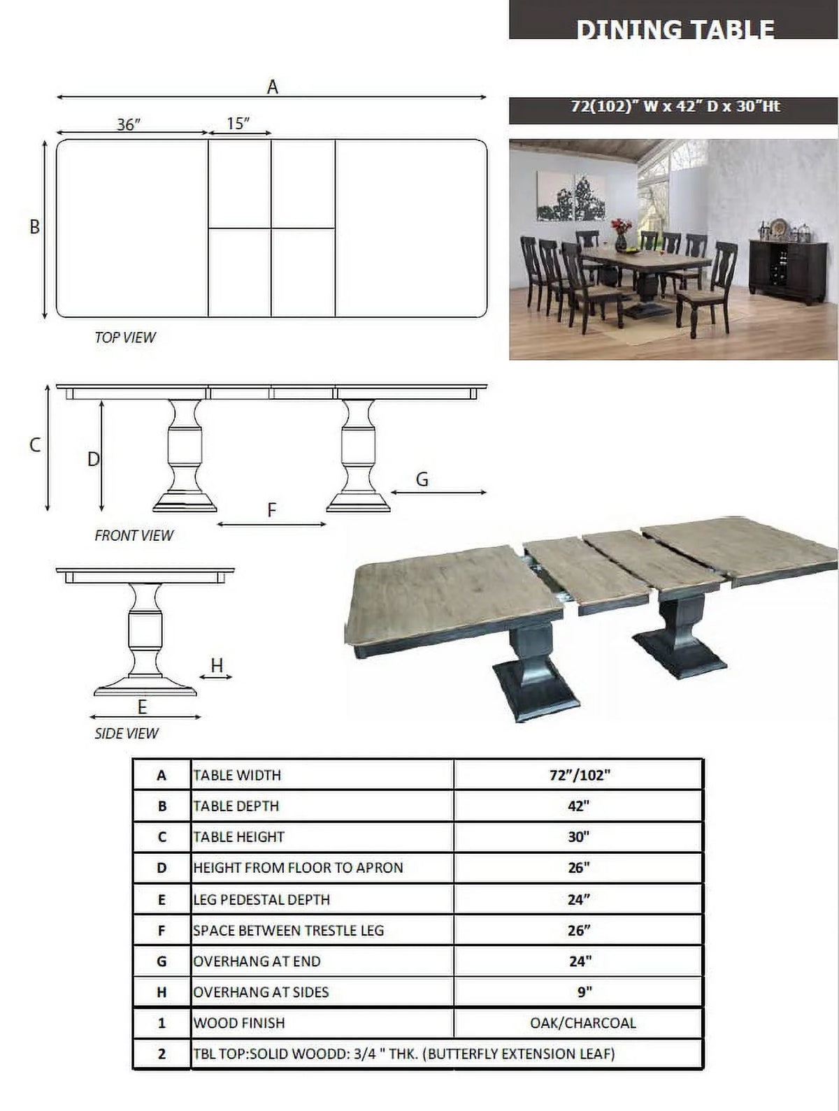 9 Piece Extendable Dining Table and 8 Chairs Set X498