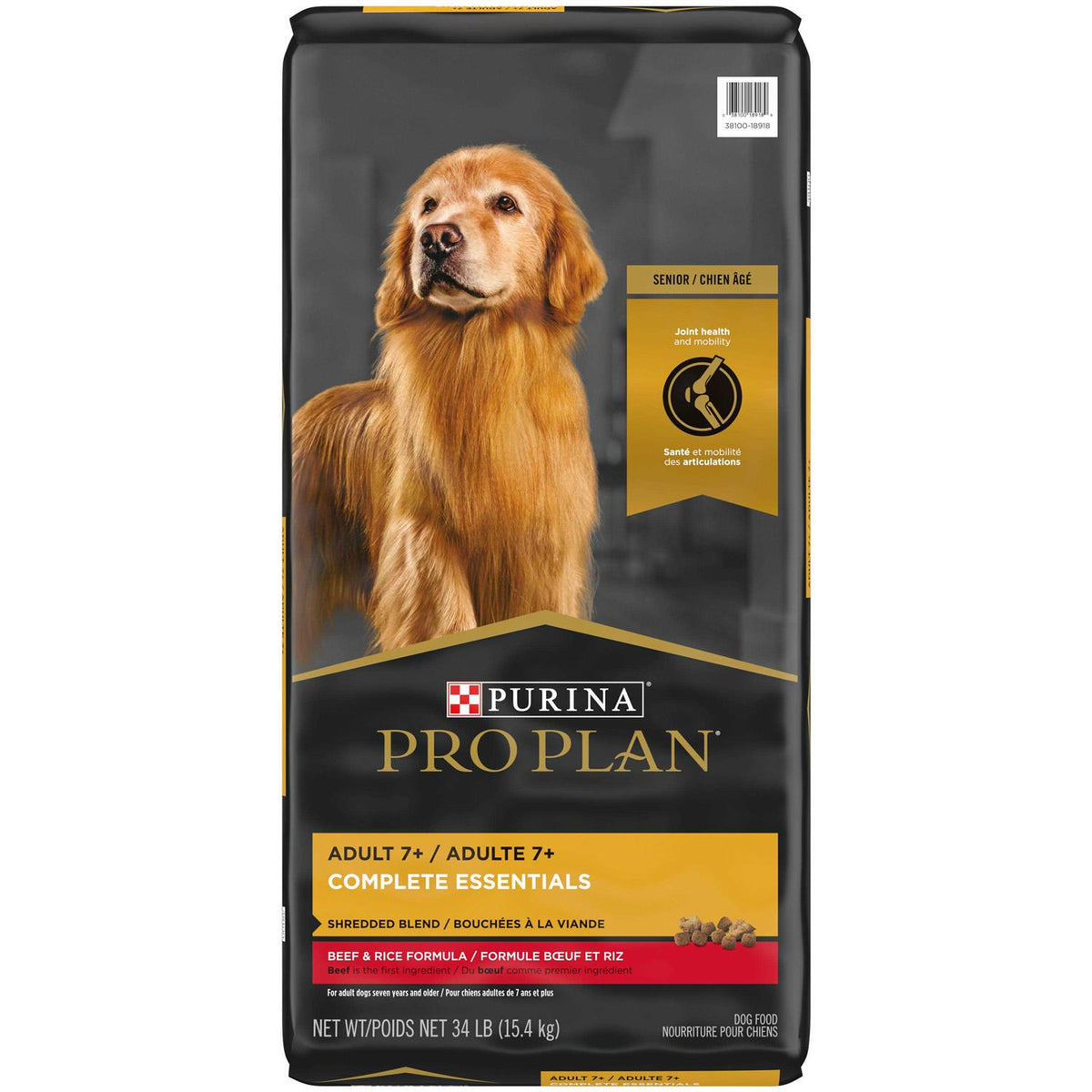 Senior Adult 7+ Complete Essentials Shredded Blend Beef & Rice Formula High Protein Dog Food T90847