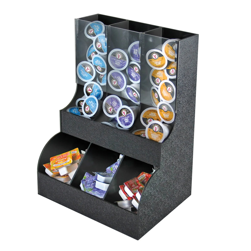 Black Six Compartment Two-tiered Condiment Organizer S624579