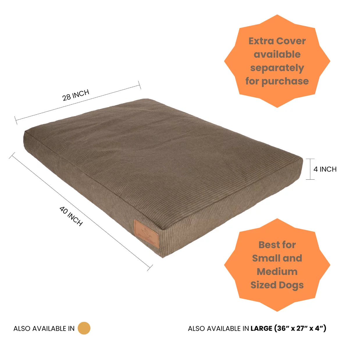 Canvas Dog Bed, Water-Repellent, Removable Washable Cover, Extra Large, Brown C728