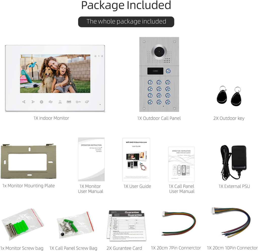 7 Inch Wired Video Doorbell 960P Camera IP65 Waterproof S699070
