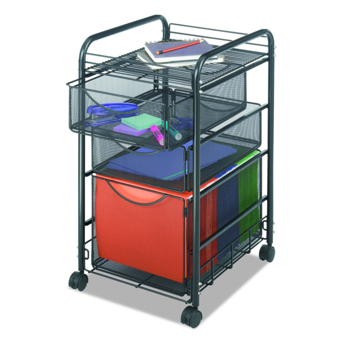 Onyx Mesh File Cart with 1 File Drawer and 2 Small Drawers O963275
