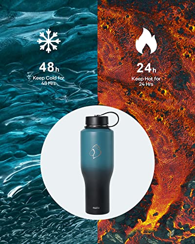 40 oz Insulated Double Wall Stainless Steel Tumbler with Handle Straw Lid and Flex Lid, Black D280