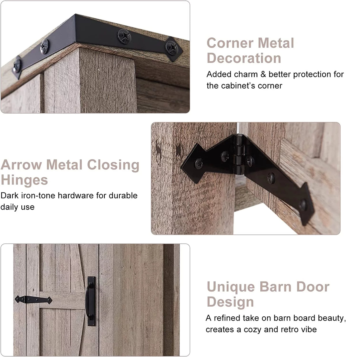 Light Rustic Oak Kitchen Pantry Storage Cabinet with Barn Door and Hanging Rod Q2671