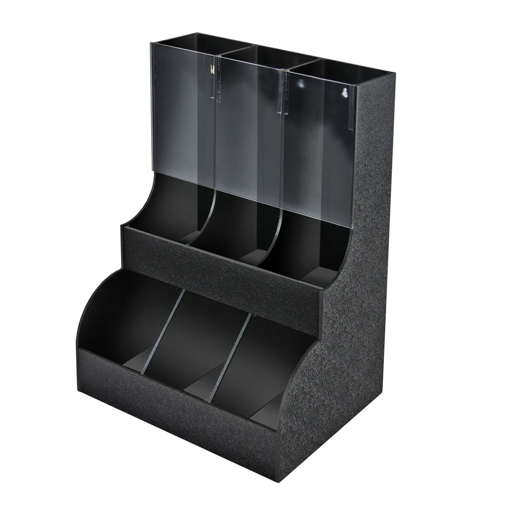 Black Six Compartment Two-tiered Condiment Organizer S624579