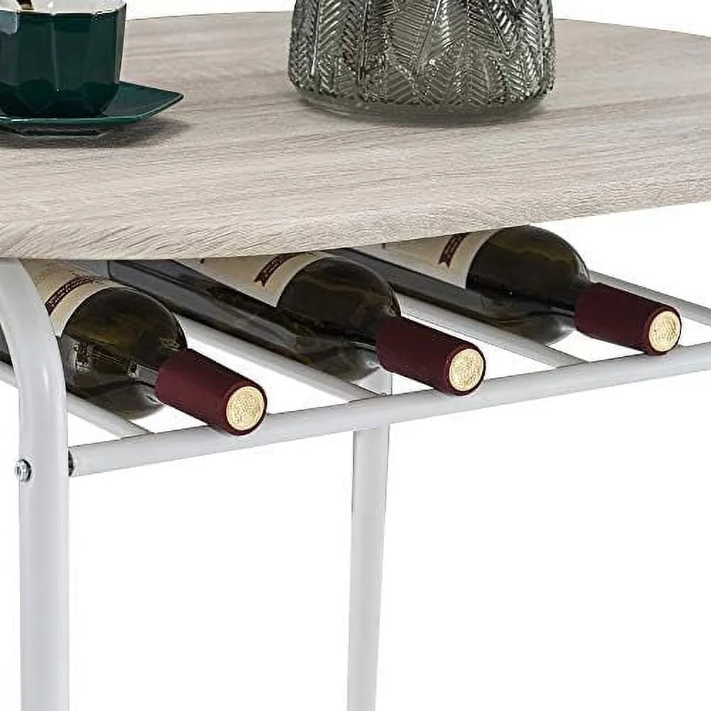 Compact Dining Table Set with Rack (Oak and White) A9828