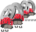 Red Calipers Drilled Slotted Rotors Ceramic Brake Pads Hardware Kit J1722