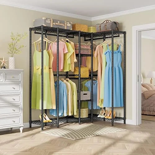 67.5" L Shaped Freestanding Wire Garment Rack Z91069