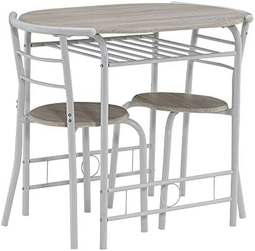 Compact Dining Table Set with Rack (Oak and White) A9828