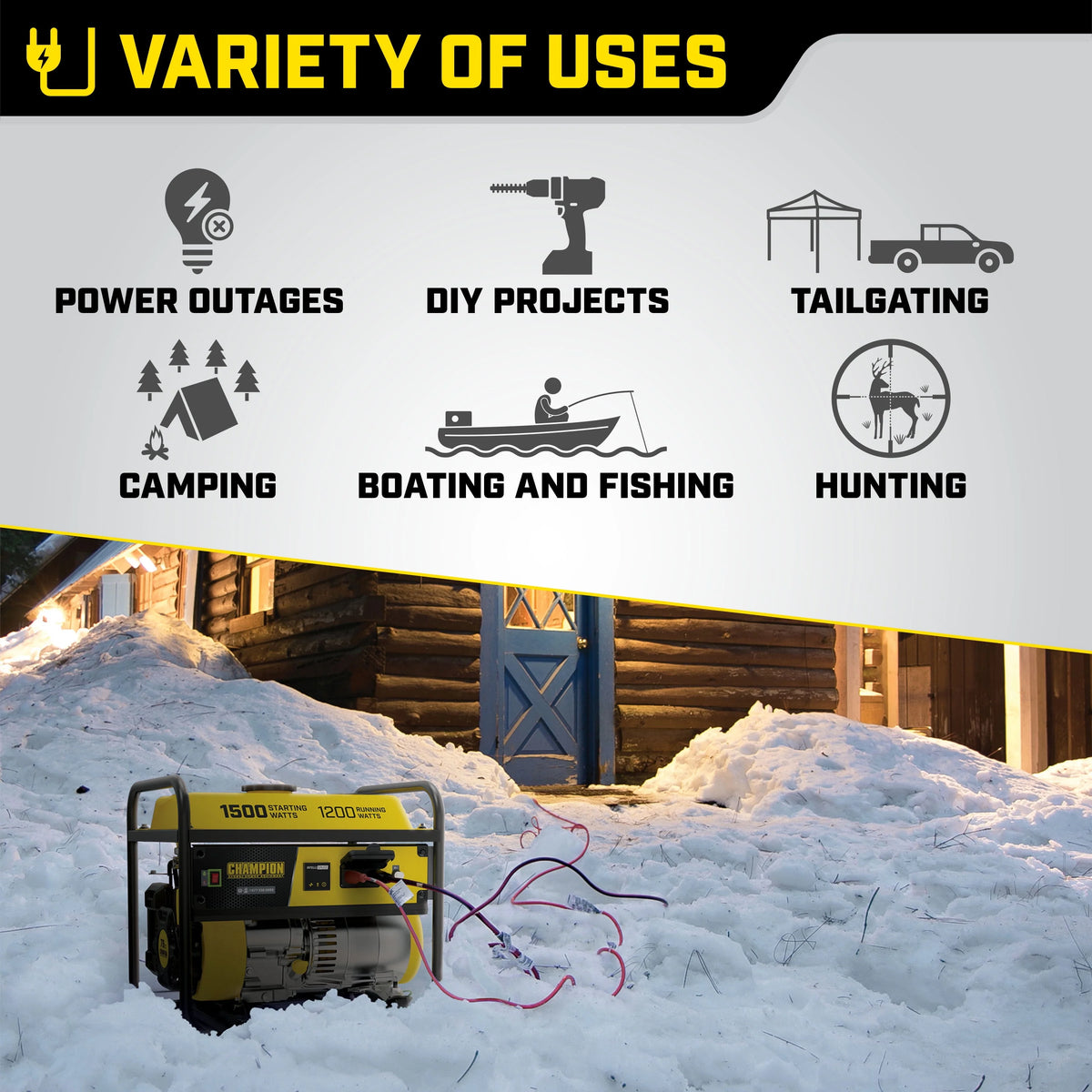 1500/1200 Watt Portable Generator H14589