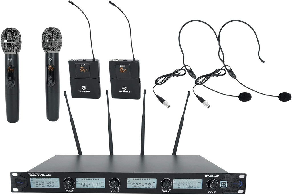 Quad Wireless UHF Handheld/Headset Microphone System 20 Channel P1684