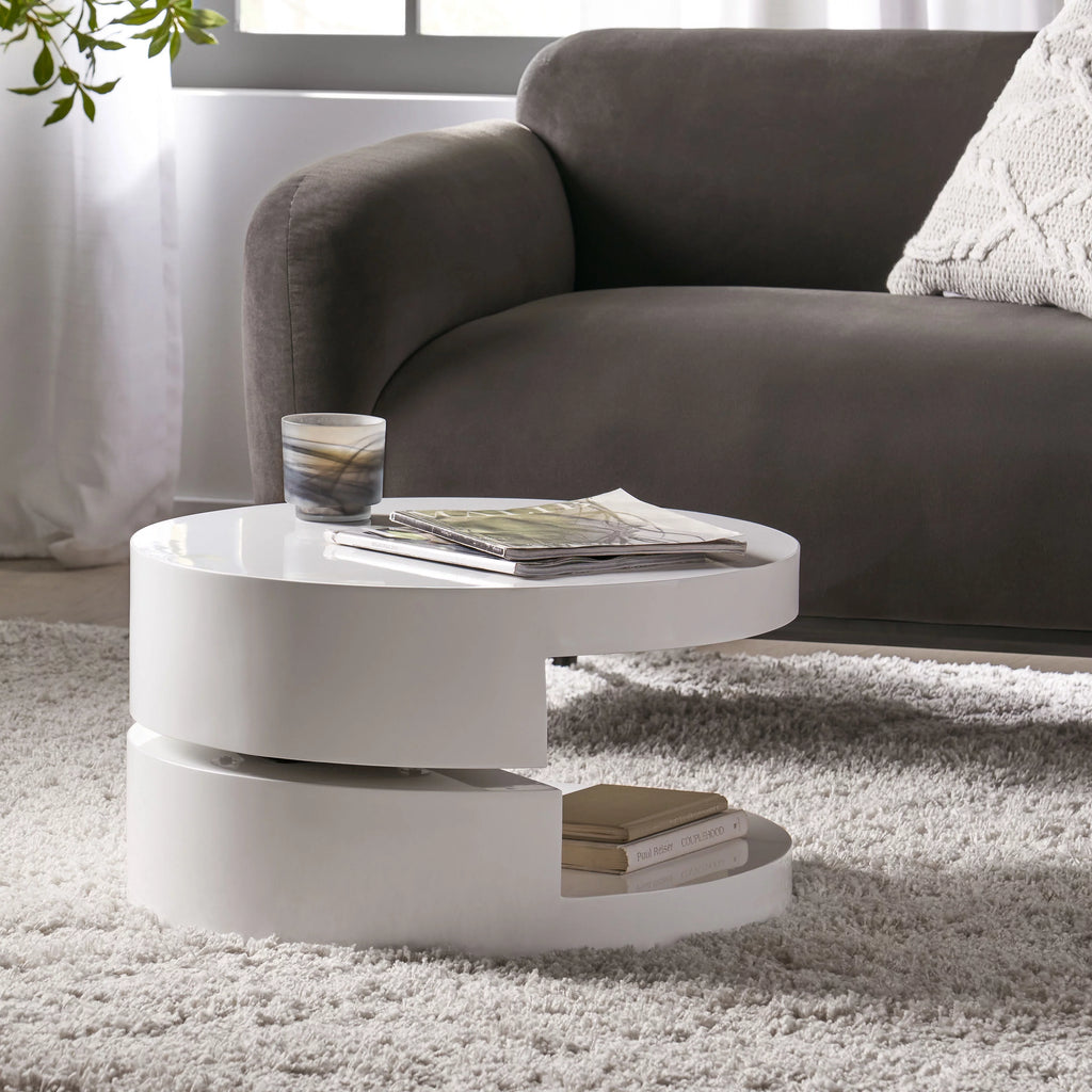 Glossy White Rotatable Coffee Table X244