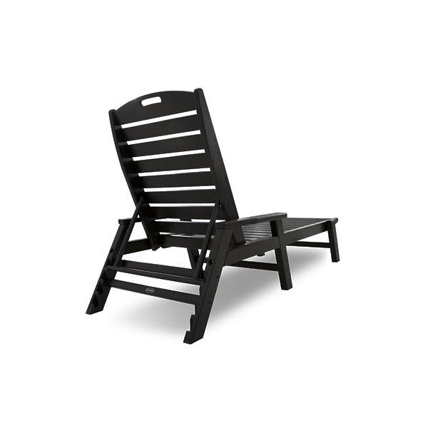 Nautical Mahogany Stackable Wheeled Chaise with Arms Y885750