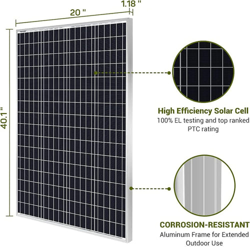 100W 12V Monocrystalline Solar Panel Kit with 30A PWM Charge Controller G530