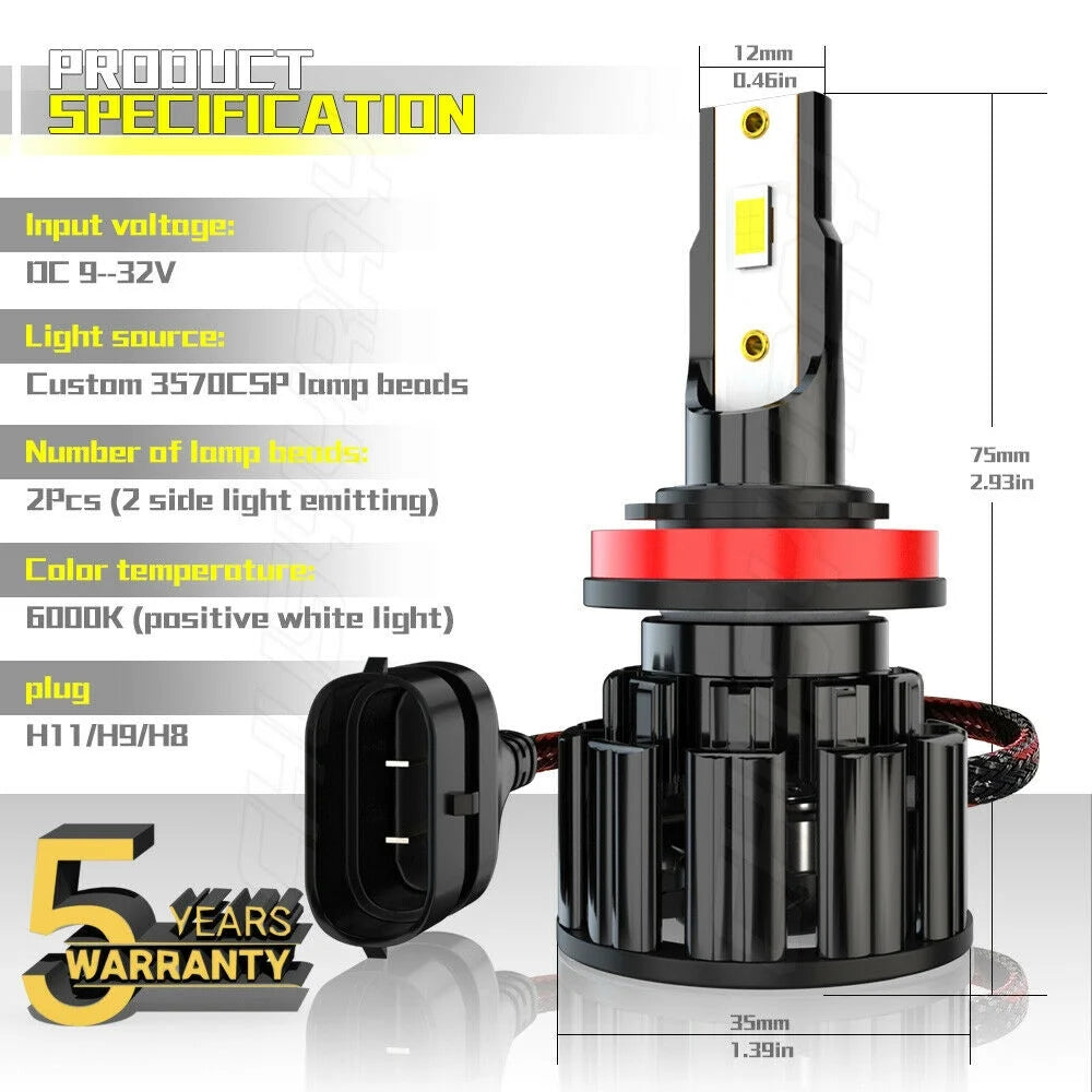 Combo LED Headlight Hi Lo Beam Fog Light 6X Bulbs T110400