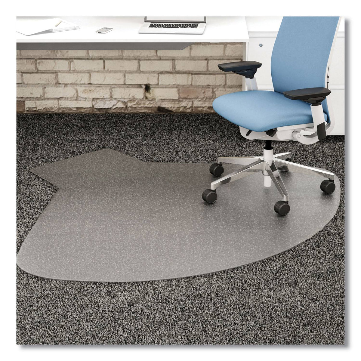 Clear L-Shape Chair Mat for Medium Pile Carpet F198