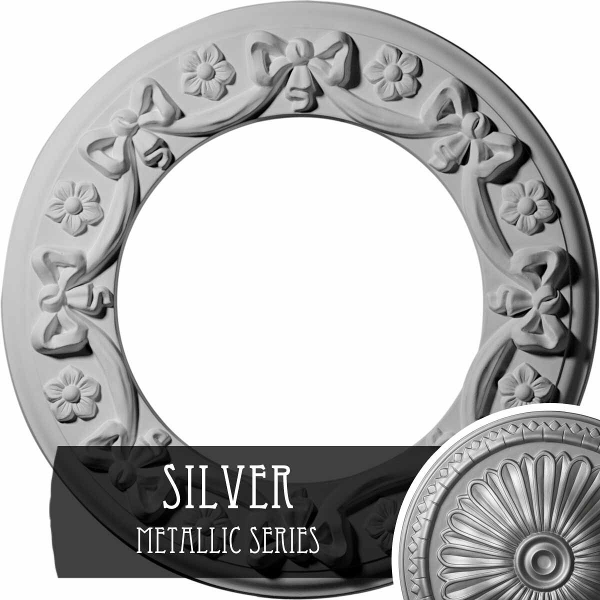 12 1/4x22OD x 7 1/2x22ID x 7/8x22P Ribbon with Bow Ceiling Medallion D31680