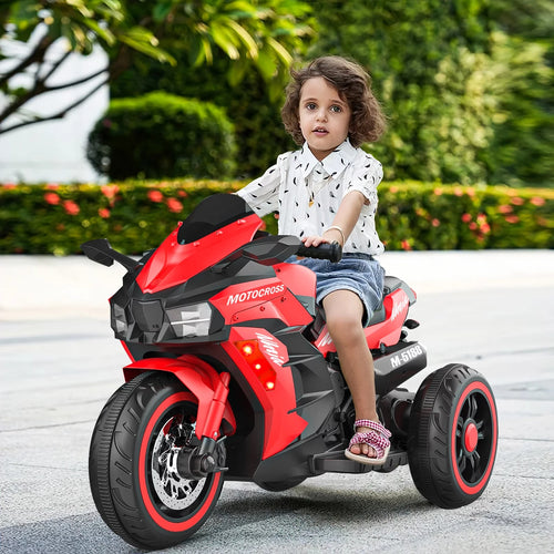 12v Battery Powered 3 Wheels Ride on Motorcycle with LED Lights Music Red R22071