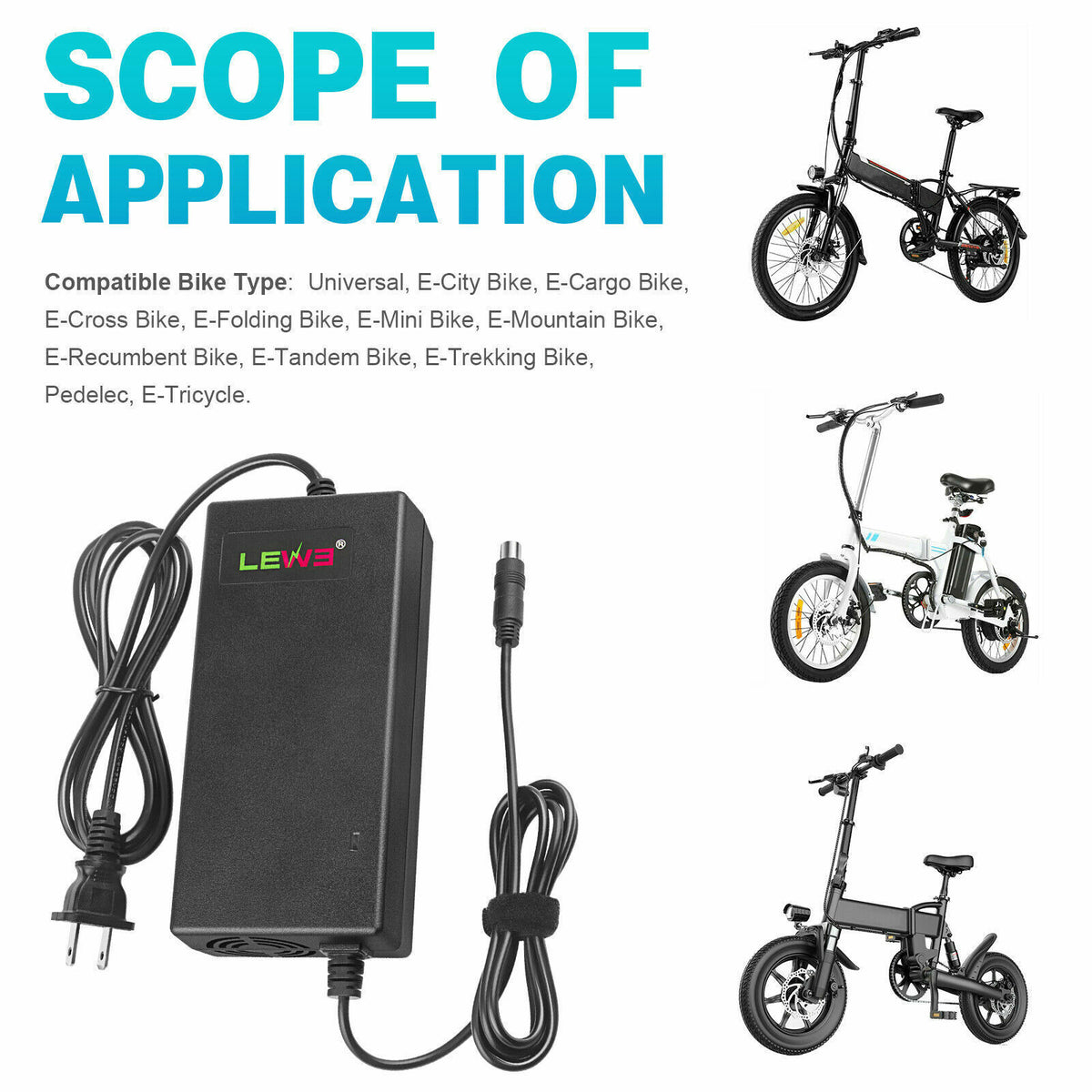 67.2V 2A T Plug Charger for 60V Li-ion Battery Electric Scooter E-bike Bicycle G416409