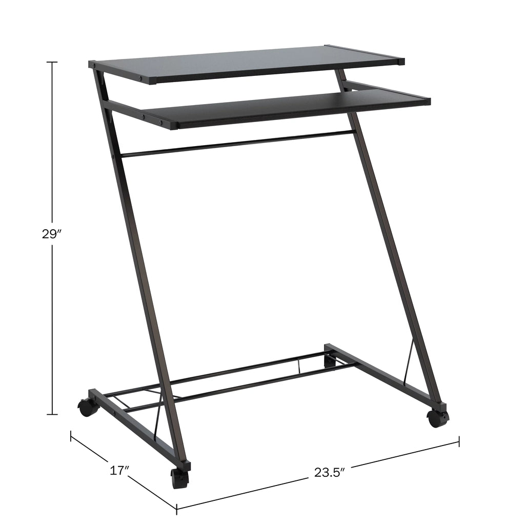Portable Rolling Laptop Cart with Casters, Black T7296