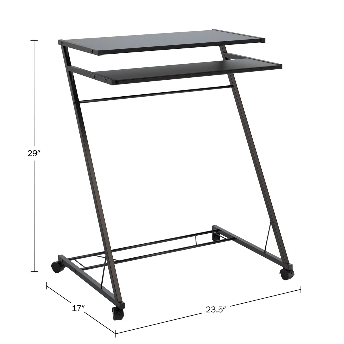 Portable Rolling Laptop Cart with Casters, Black T7296