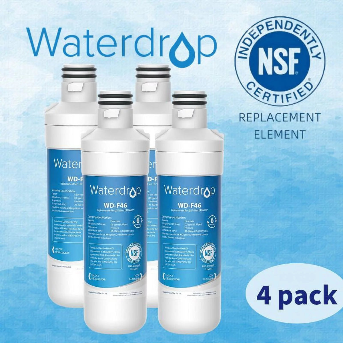 Refrigerator Water Filter, Pack of 4 A532309