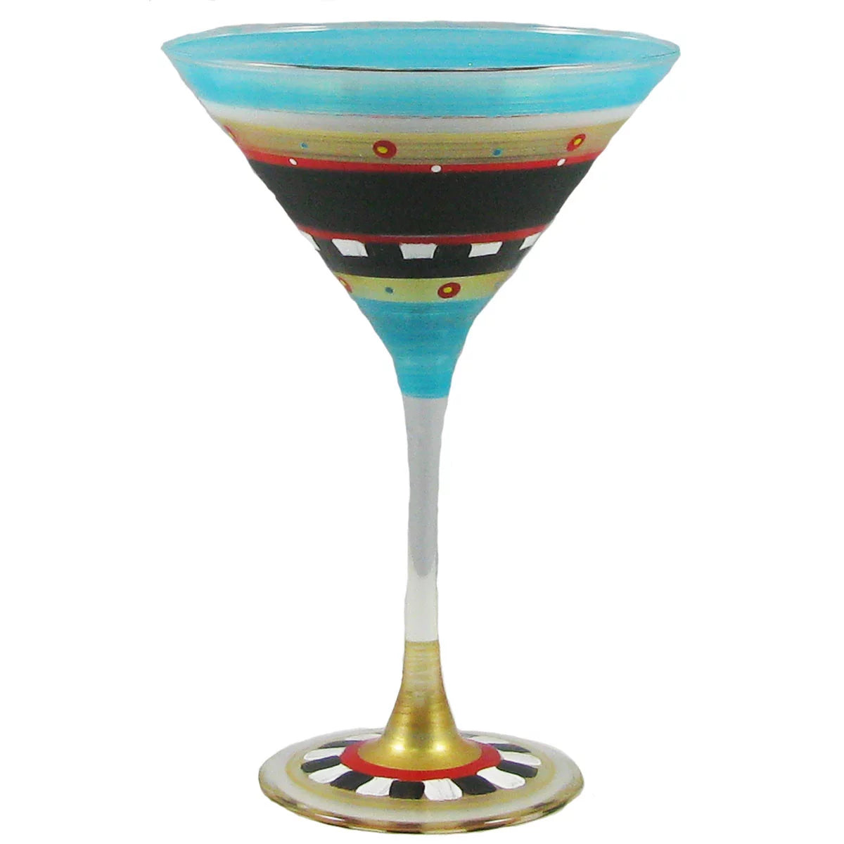 Set of 2 Blue Mosaic Hand Painted Martini Drinking Glasses M520223