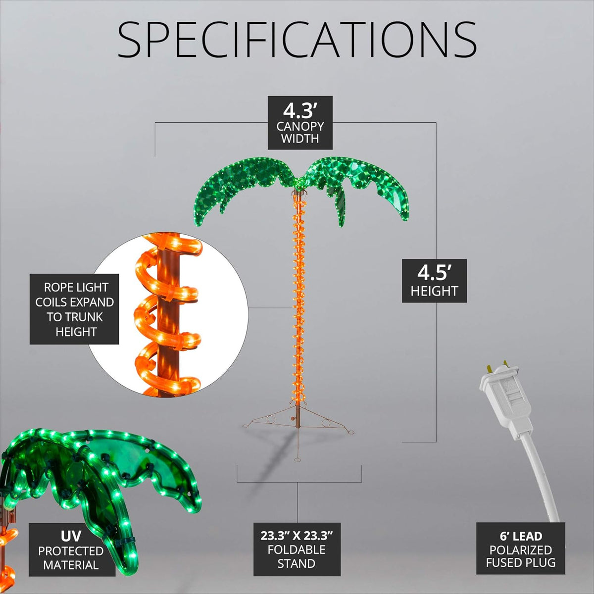 Tropical LED Rope Light Palm Tree (4.5 Foot) J163137