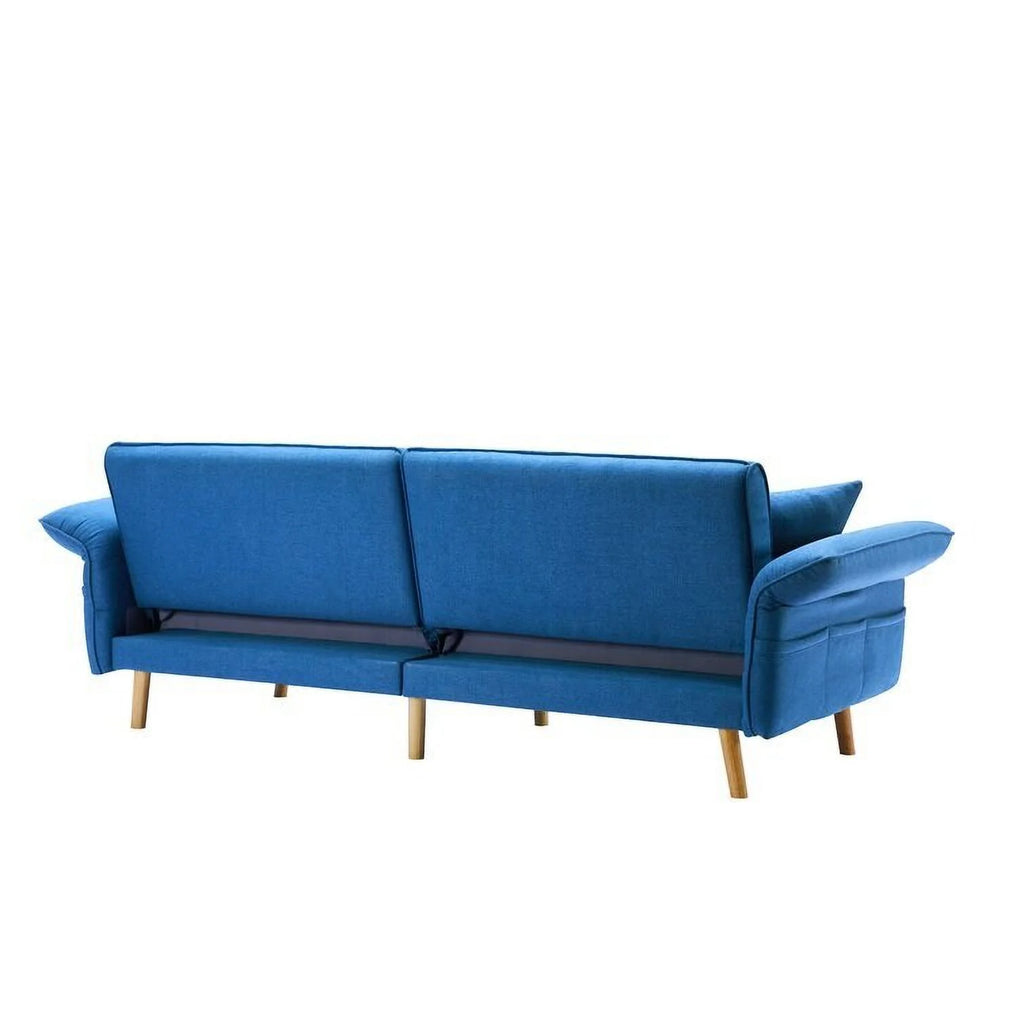 Convertible Futon Sofa Bed with Adjustable Armrest/Backrest Blue N802