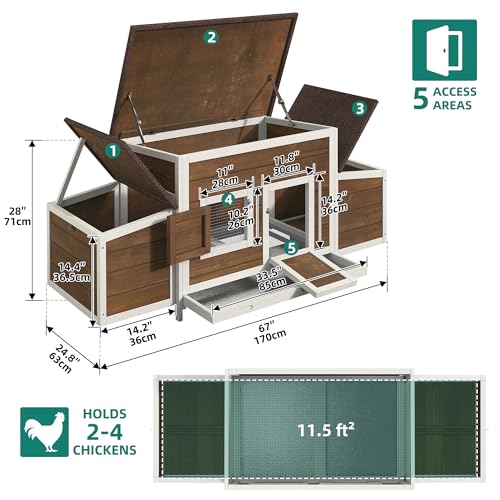 11.5ft² Wooden Chicken Coop with 2 Nesting Boxes F759511