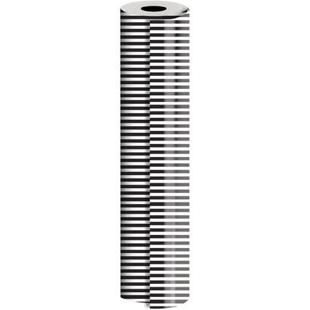 Industrial Size Wrapping Paper Rolls, Black White Stripe, Full Ream R270873