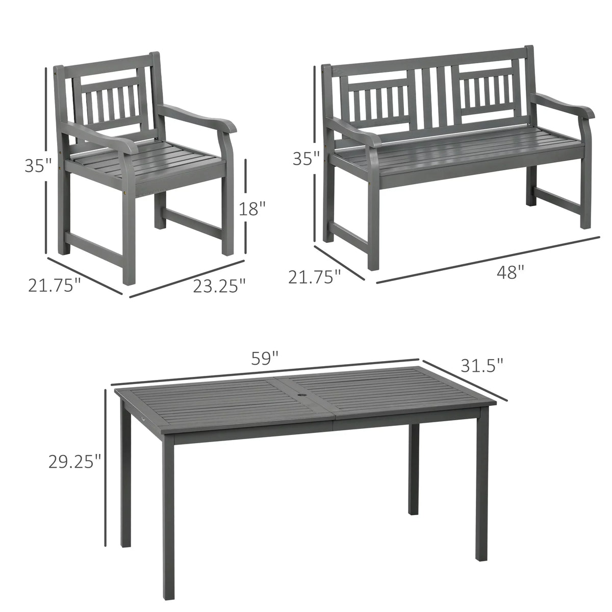 6pc Gray Wood Patio Table & Chairs T920967