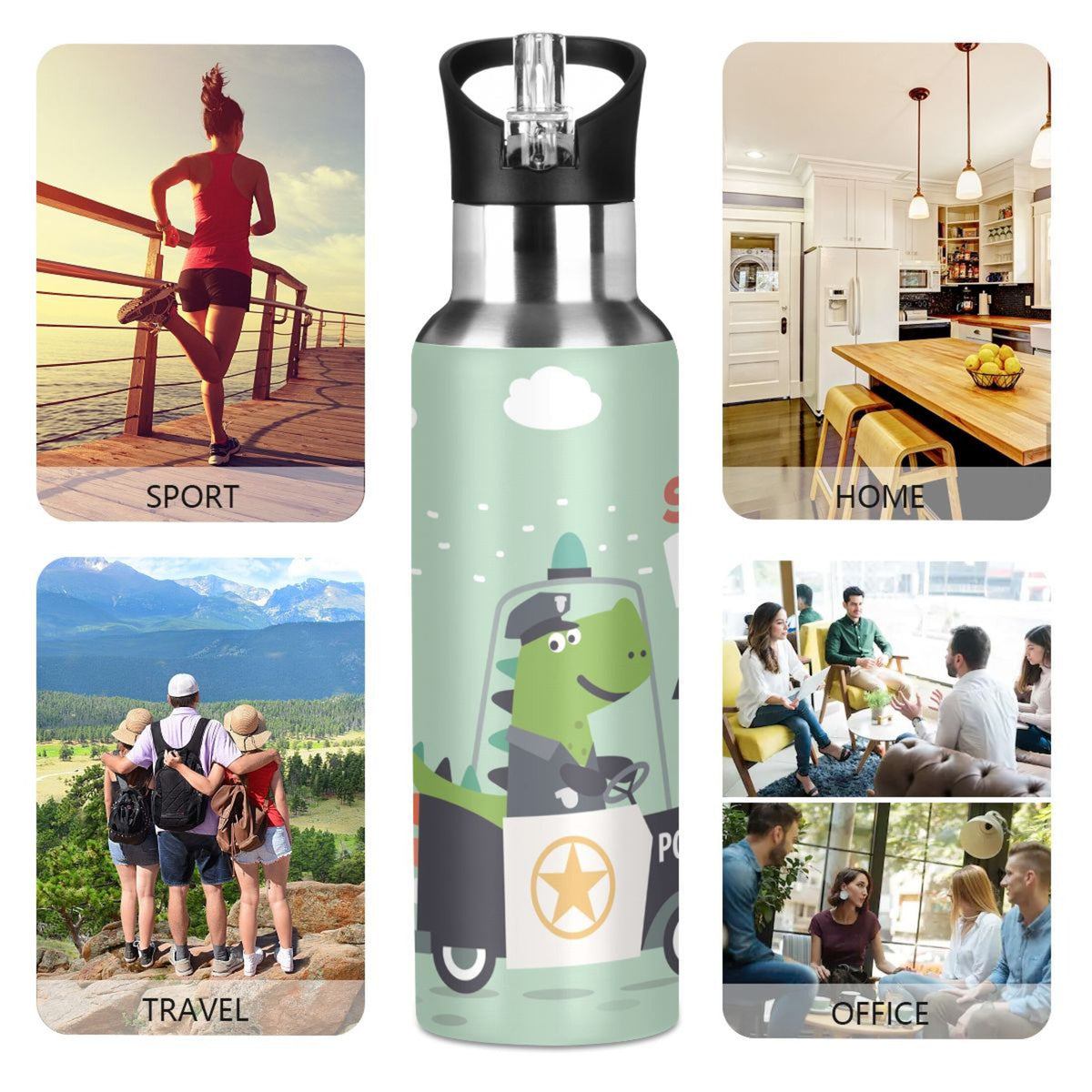Stainless Steel Water Bottle with Straw Lid Vacuum Insulated 20 OZ H1715