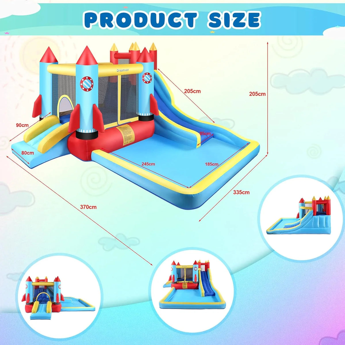 4-in-1 Children's Inflatable Bounce House with Pool and Slide A949015