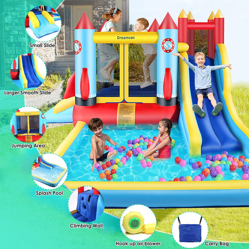 4-in-1 Children's Inflatable Bounce House with Pool and Slide A949015