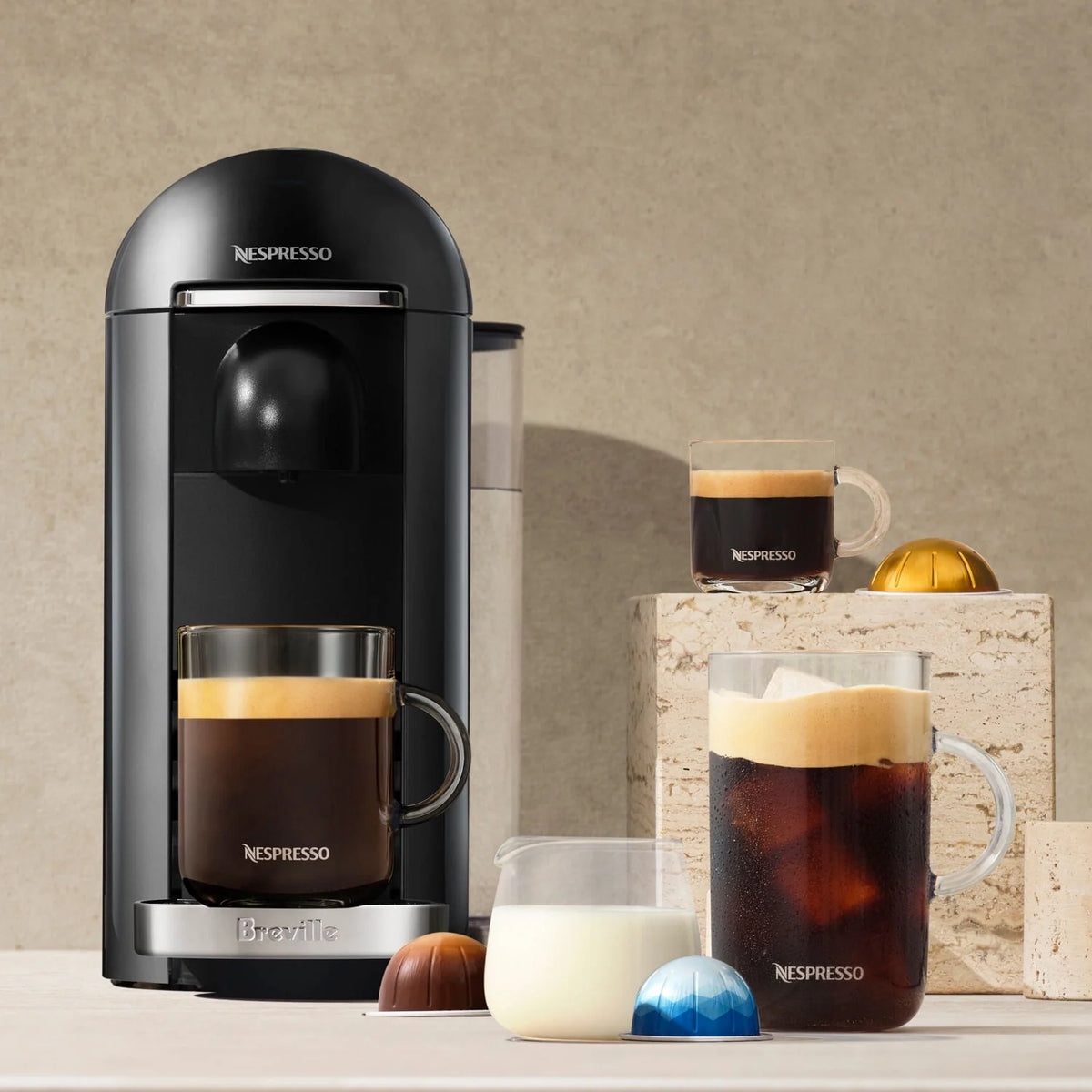 Piano Black Single-Serve Coffee and Espresso Machine I527376