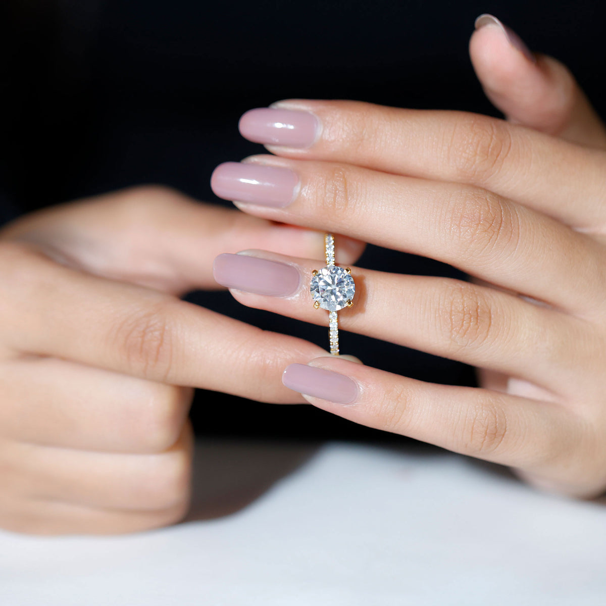 14K Yellow Gold Moissanite Solitaire Engagement Ring O317327