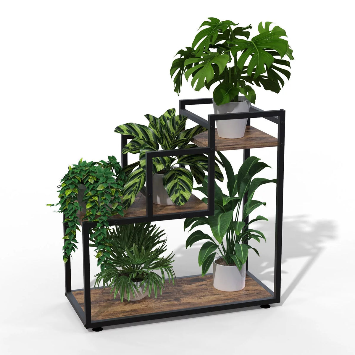 3-Tier Wood Metal Plant Stand E523589