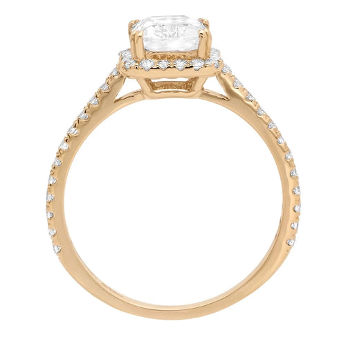 14K Yellow Gold Halo Engagement Ring Y5910