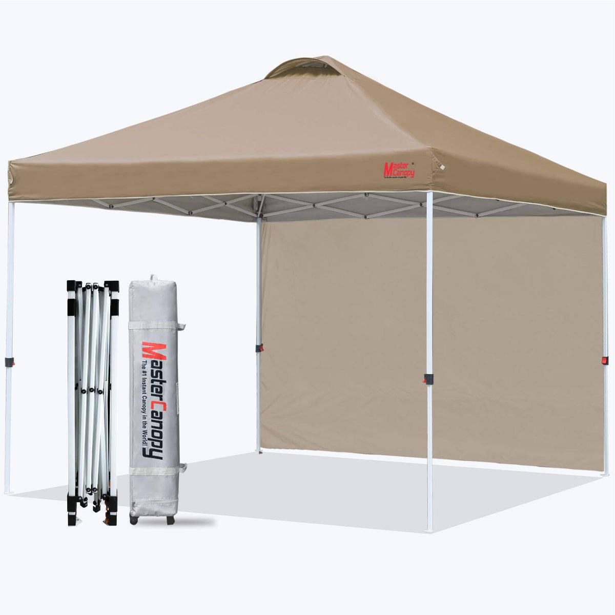 Pop Up Canopy Tent with 1 Sidewall 10x10 Khaki V15646