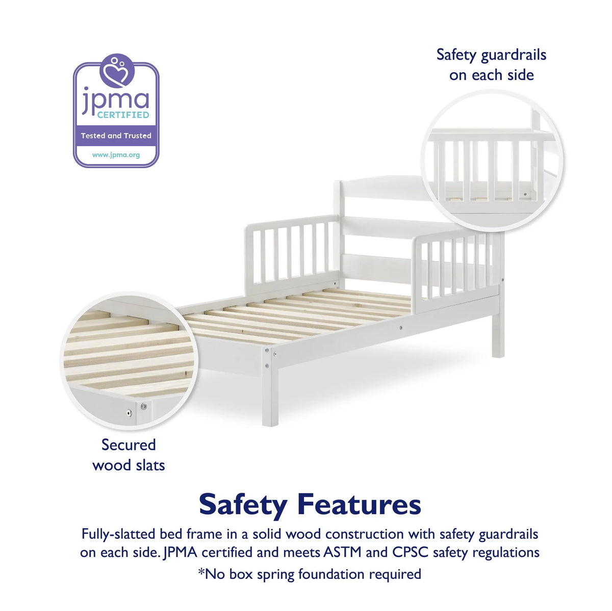 Wood Toddler Bed with Safety Guardrails B413