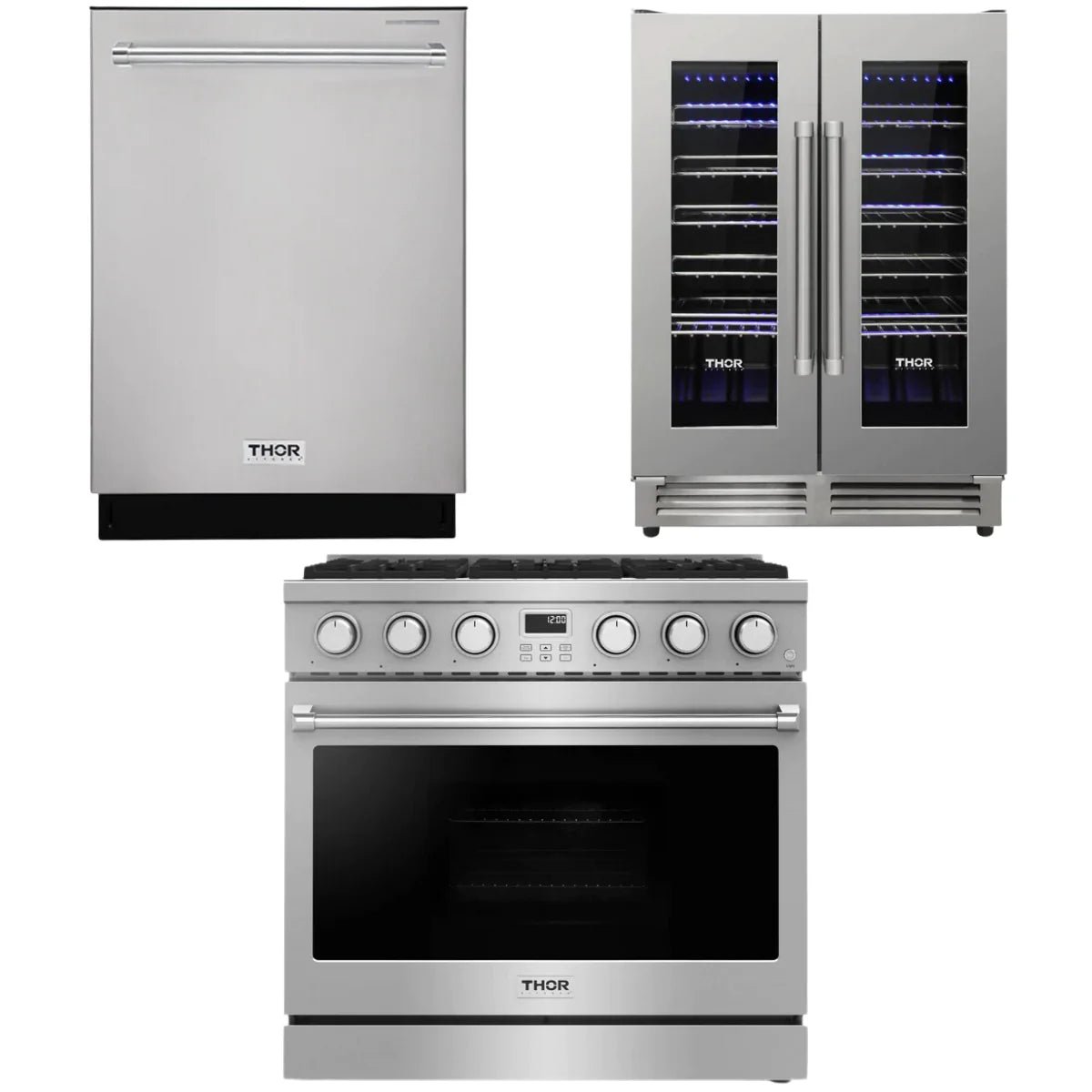 36 Gas Range, Dishwasher and Wine Cooler W80631