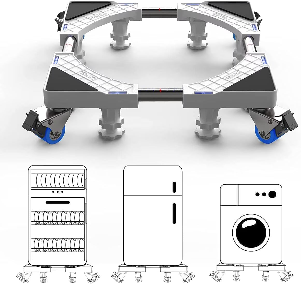 Adjustable Washing Machine Base with 4 Roller Wheels & 4 Feet R37133