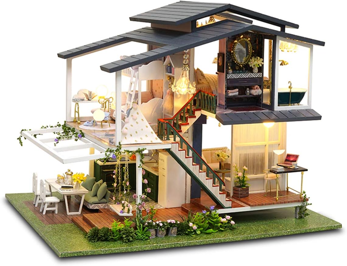DIY Miniature Dollhouse Kit 1:24 Scale with Music and Dust Proof N78857