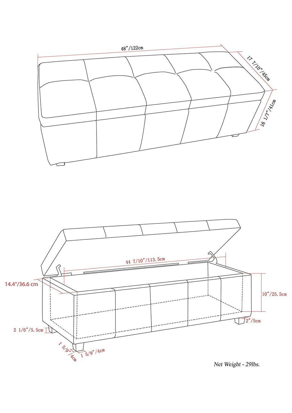 Upholstered Storage Bench G287541