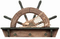 Wooden Half Ship Wheel Shelf with Hooks D258
