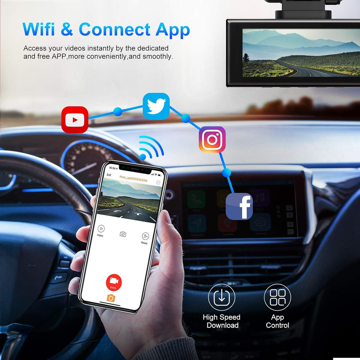 Dash Cam Front and Rear 2K Dual Dash Cam with 3.16 IPS Touchscreen L23363
